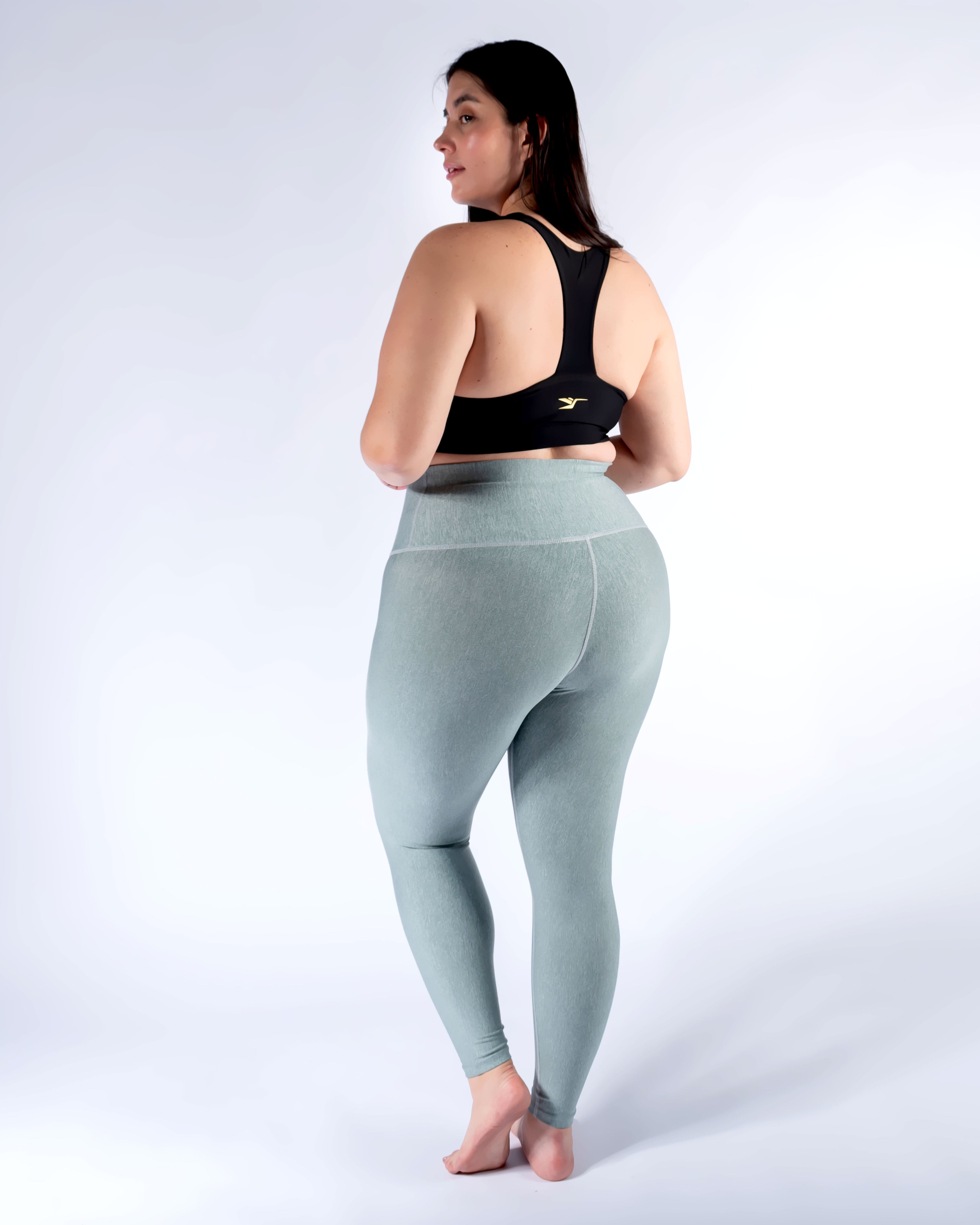 Legging mate deportivo Plus size control abdomen color verde aceituna