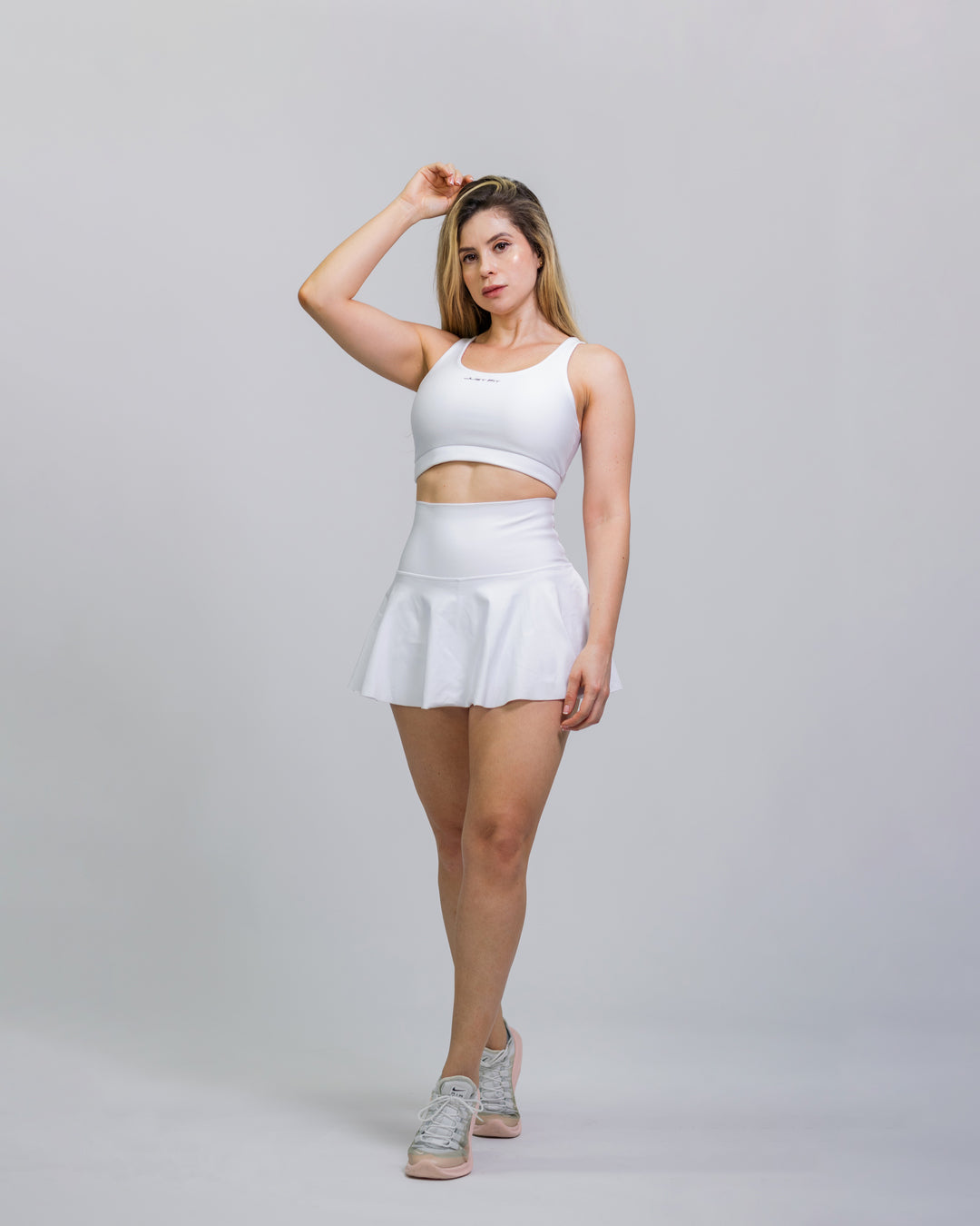 Falda Short Deportivo unicolor Justfit color Blanco