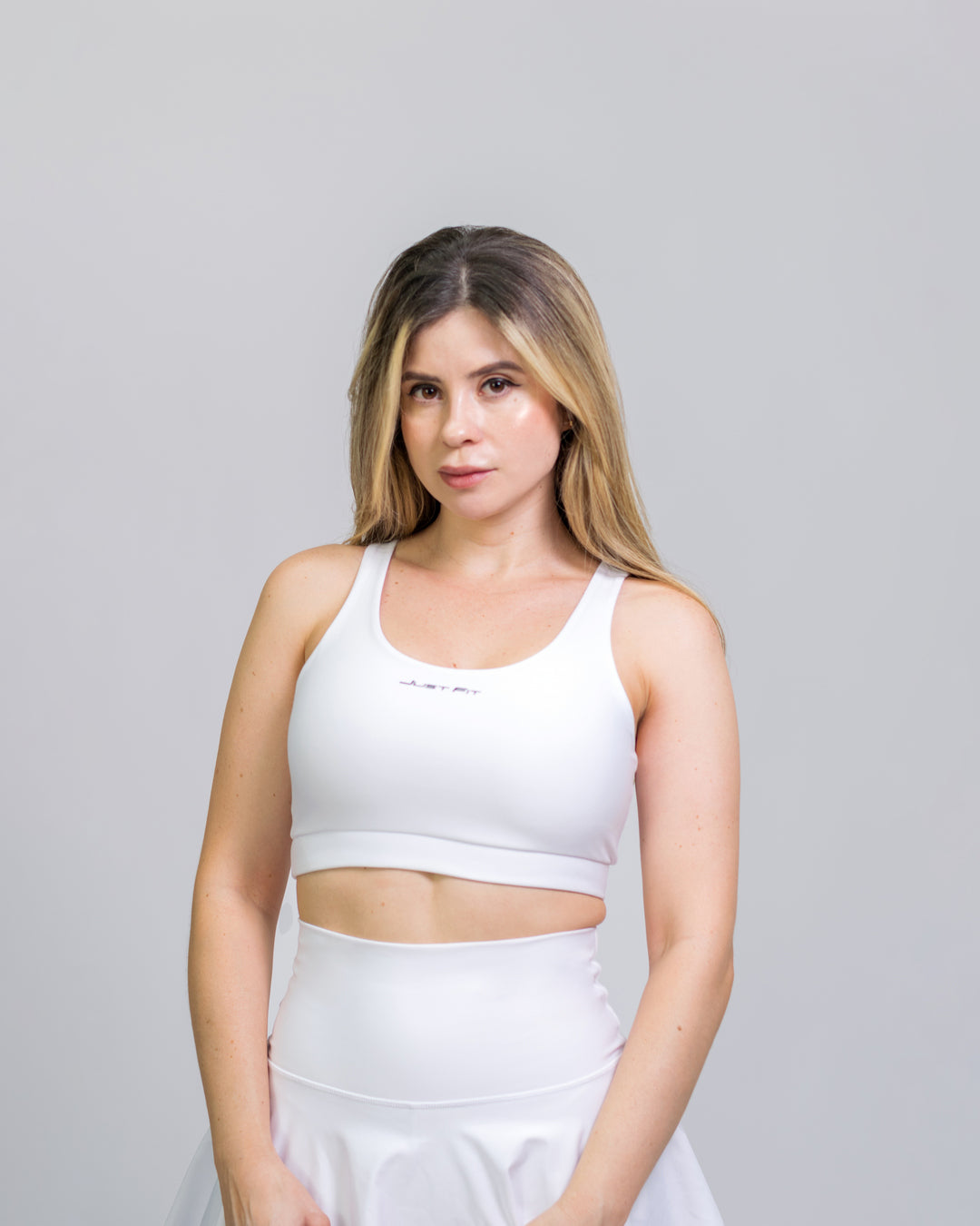 Falda Short Deportivo unicolor Justfit color Blanco
