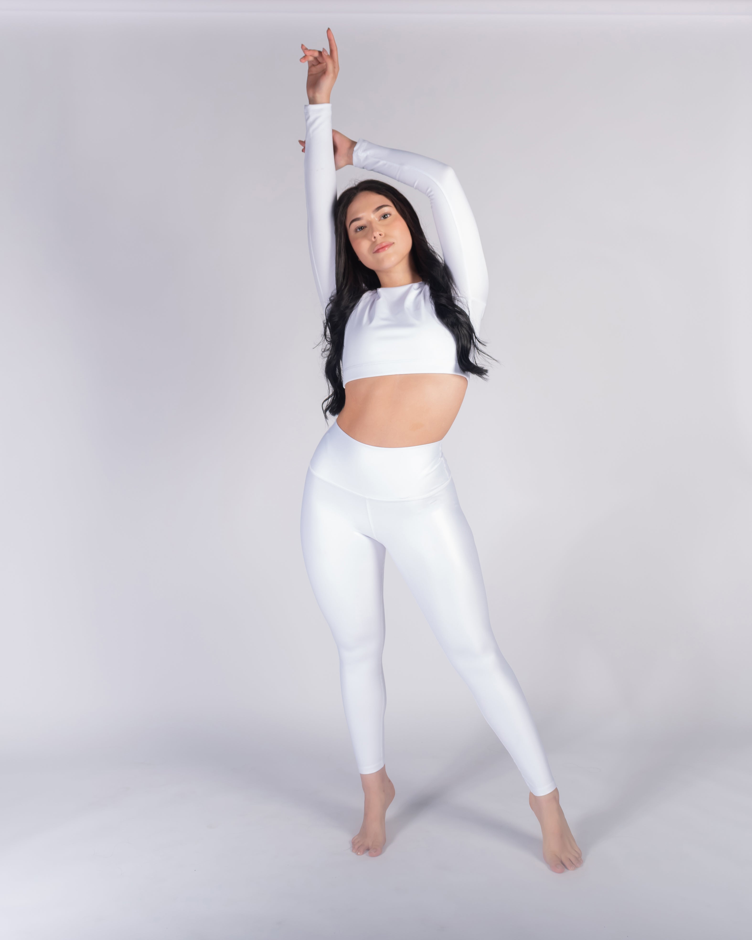 Legging brillante efecto cuero control abdomen color blanco