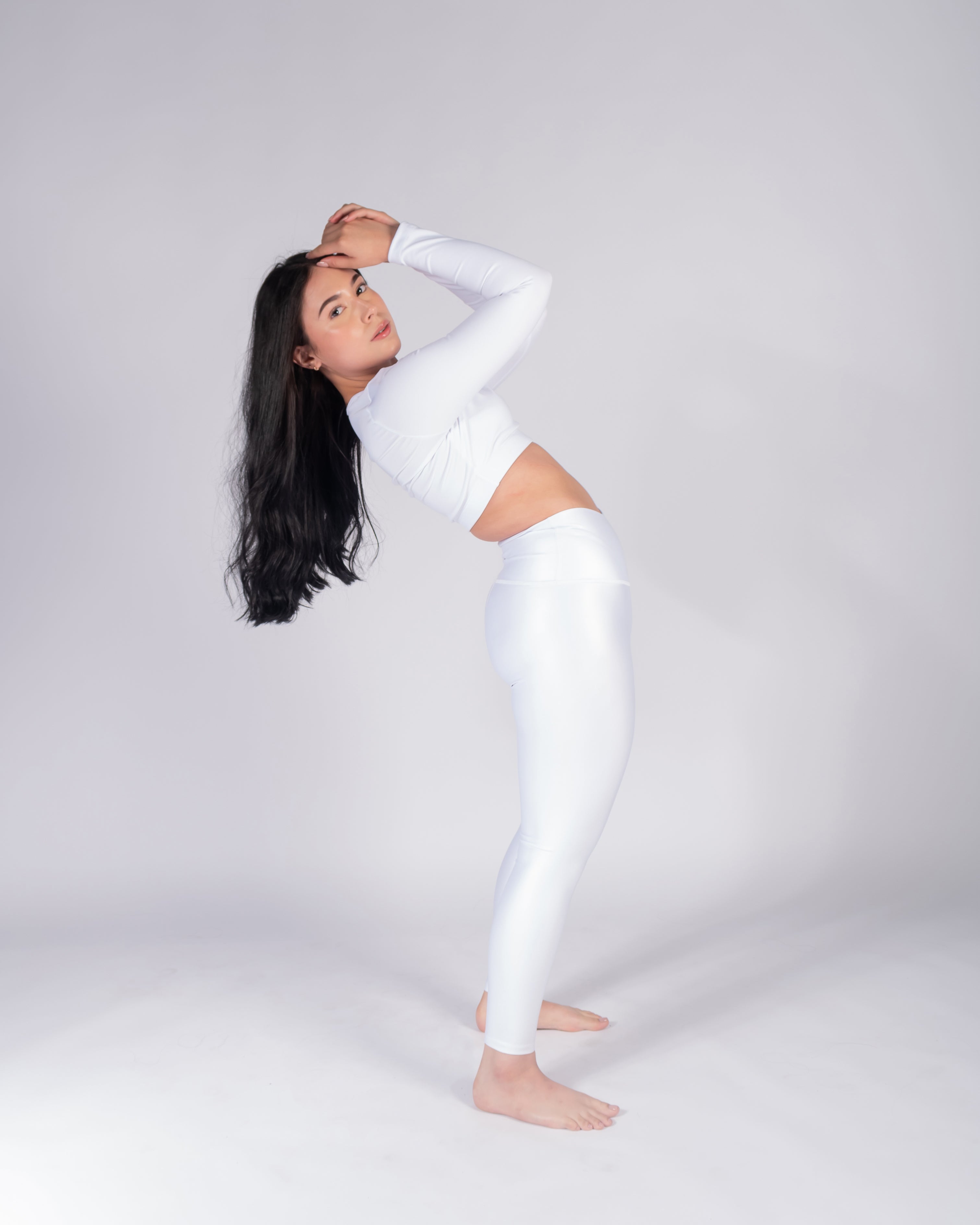 Legging brillante efecto cuero control abdomen color blanco