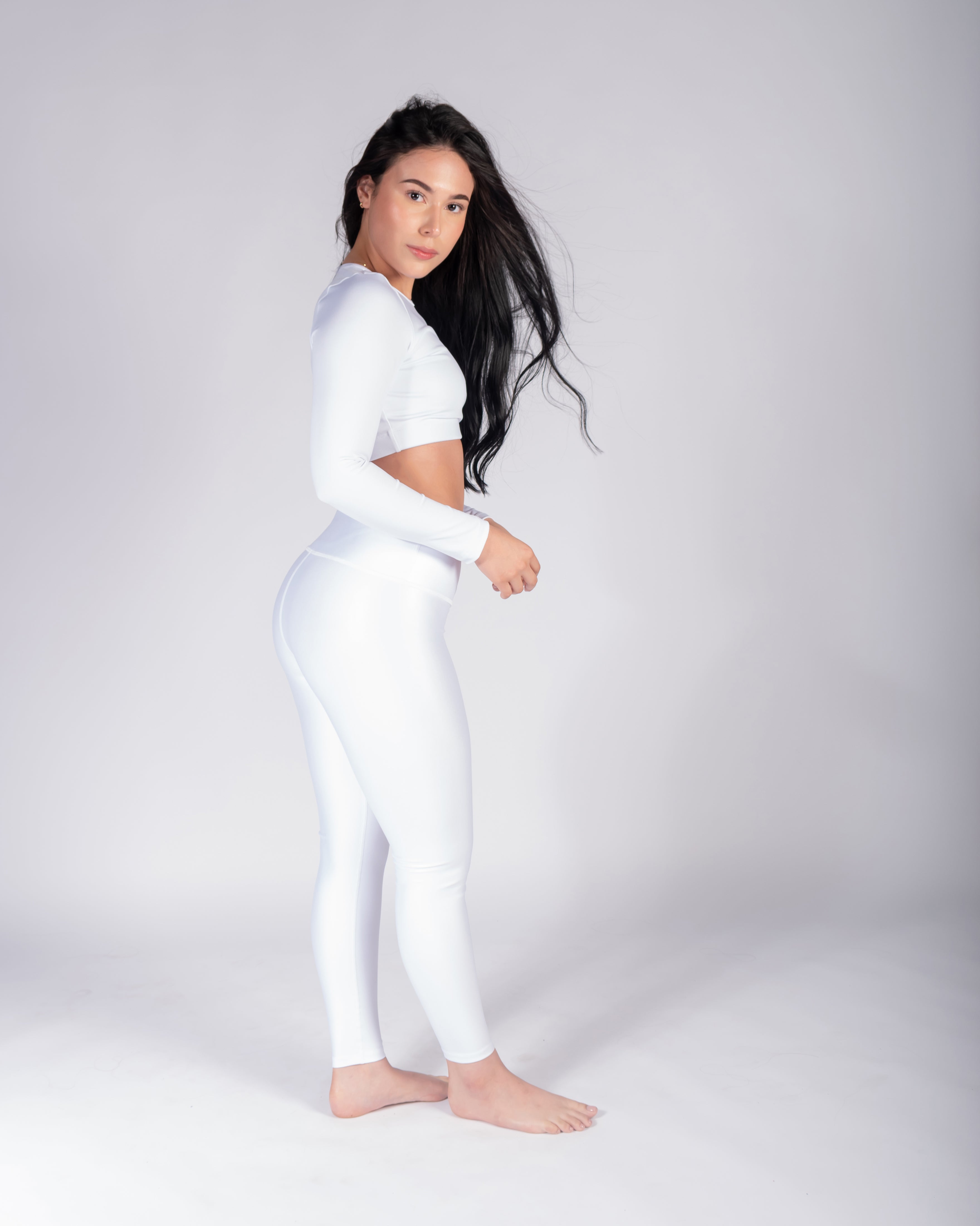 Legging brillante efecto cuero control abdomen color blanco